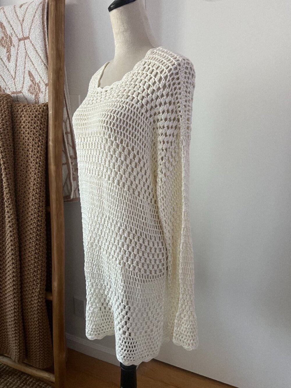 Show Me Your Mumu Crochet Cover-Up Dress Ivory Size M